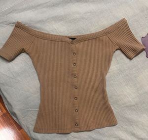 Tan Off-Shoulder Top