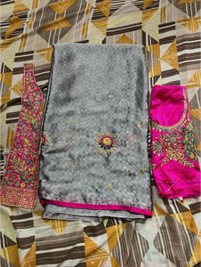 Party Wear Saree With Designer Blouses Pics