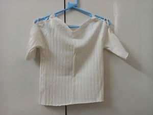 White Boat Neck Top