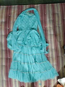 Aqua Blue Embroidered Kurta Set