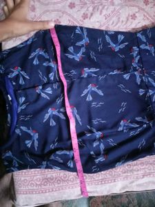 Blue Bird Print Mini Dress