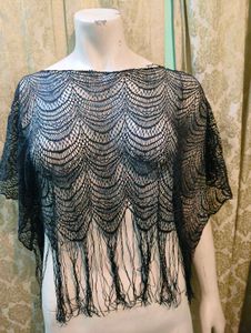 Chic Black Lace Crop Top with Bell Sleeves