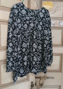 Black Cotton Full Sleeve Top.