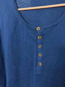 Blue Button-Down Knit Top