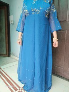 PEACOCK COLOUR LONG GOWN WOMEN
