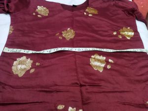 Burgundy Kurti Set with Striped Dupatta