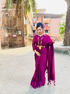 Elegant Purple Embroidered Saree