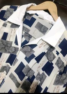 Blue, White, Check Print Top Like Shirt 38 Bust