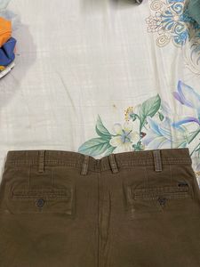 Peter England Slim Fit Pants Brown
