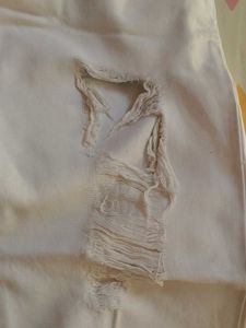 Distressed White Jeans
