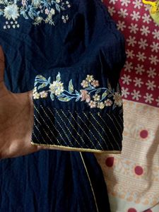 Embroidered Navy Kurta Dress