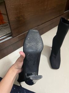 Black Sock Heeled Boots Zara