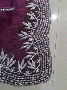 Elegant Purple Embroidered Saree