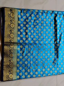 Blue &amp; Gold Silk Saree