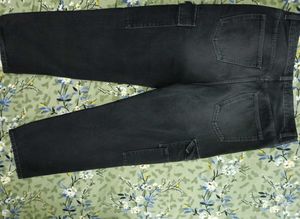 Washed Charcol Black Oversized Cargo