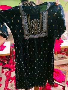 Black Printed Kurti with Side Slits