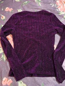 Sparkly Purple Plunge Top Size XS