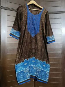 Women  Brown &amp; Blue Winter Wool Kurta Set