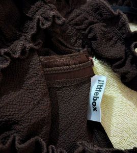 Square Neck Chocolate Brown Dress