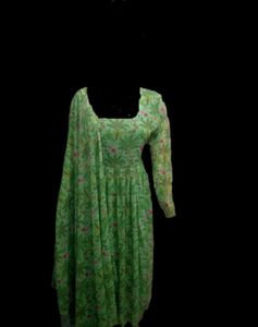 Green Tropical Print Dress
