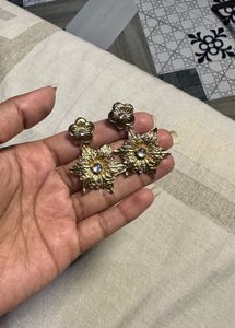 Floral Gold Tone Earrings