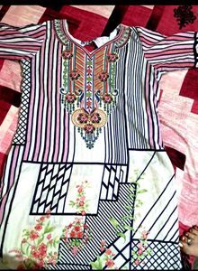 Striped & Floral Print Kurti
