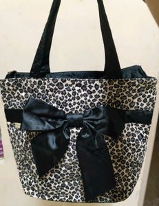 Leopard Print Tote Bag with Bow