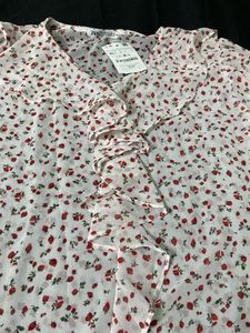 Strawberry Printed Ruffle Blouse