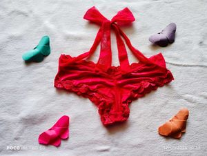 Red Lace Detail Panties