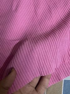 Pink Ribbed Crop Top