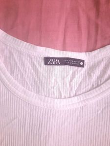Zara Ribbed White Pullover