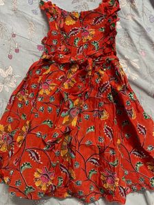 Orange Floral Print Dress