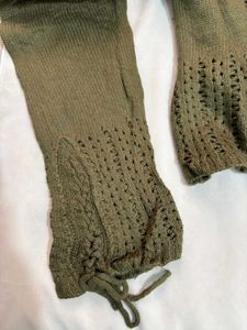 🎁Buy1 Get1 Free Crochet Olive Green Knit Top