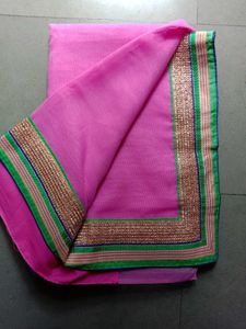 Pink Saree with Border