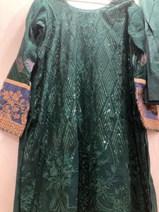 Green Embroidered Pakistani Suit