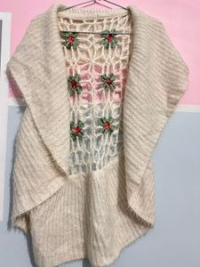 Handmade Floral Knitting Woolen Shrug