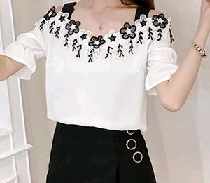Cold Shoulder Lace Korean Top Womens No Flaws