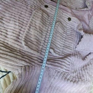Korean Pink Corduroy Button-Down Jacket