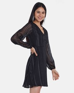 Pintrest Korean Striped Black Dress