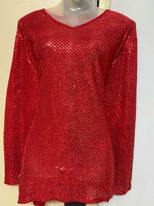 Pintrest Red Glitter Plus Size Top