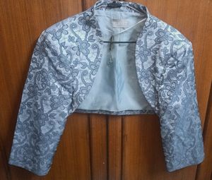 Gray Partywear Crop Jacket