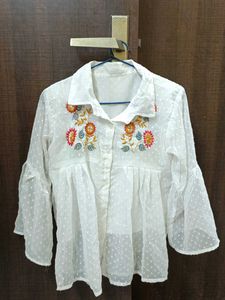 Embroidered White Top