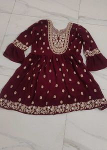 New Unused Zari Mirror Work Peplum Garara Set