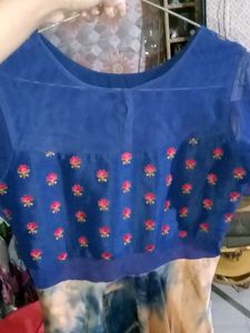 Embroidered Blue &amp; Tie-Dye Dress