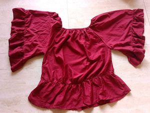 Maroon Off-Shoulder Top