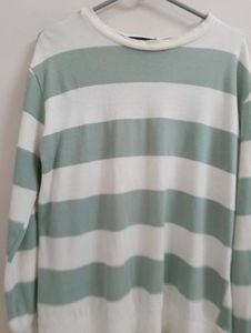 &#34;Korean Sage Striped Oversized Sweatshirt