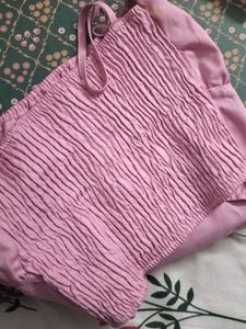 Pink strappy top with smoked back detail