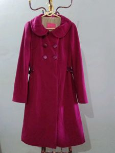 MANGO Magenta Double-Breasted Coat