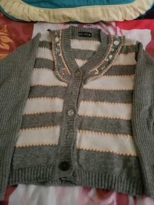 Striped Embellished Cardigan