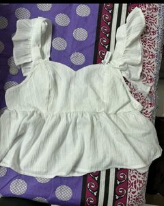 White Ruffle Strap Top